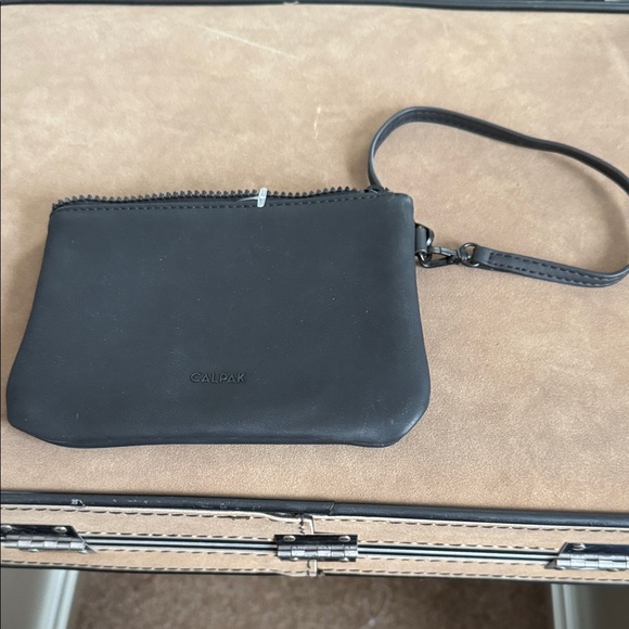 Calpak Black Leather Toiletry Wristlet - Picture 1 of 3